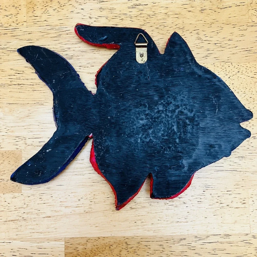 Set Of 3 Glitter Fish Wall Hangings- Blue Red Pink Green Yellow Purple